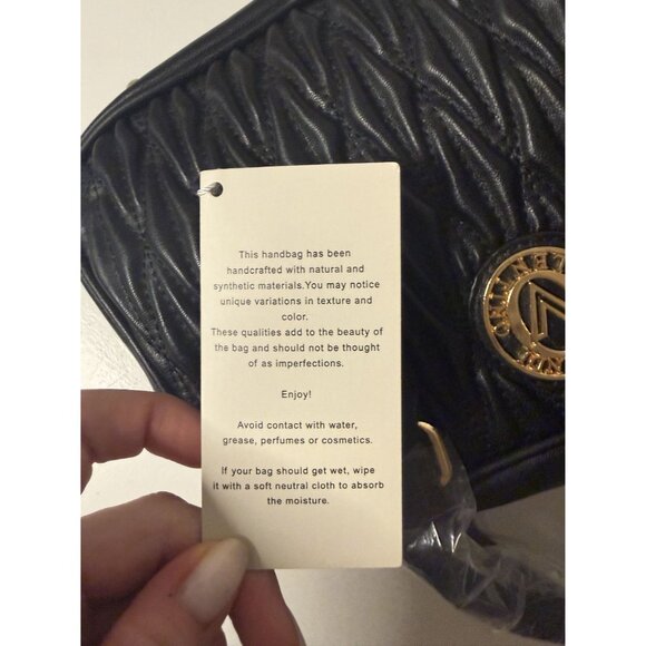 Valentino Orlandi Black Quilted Leather Zip Crossbody Purse NWT $199 [jb] - Picture 14 of 14